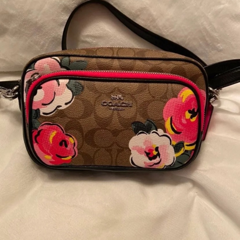 SOLD Coach Court Crossbody Vintage Rose Print Bag